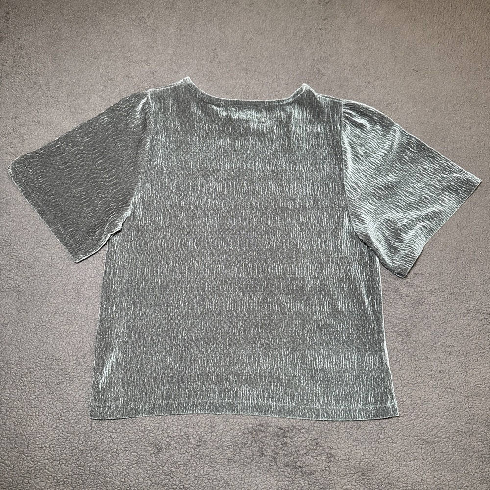 Madewell Texture & Thread Coral Textured Crop Top Tee T-Shirt Green Women's XS - Picture 8 of 10